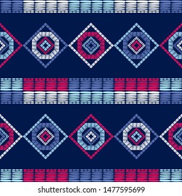 Ethnic boho seamless pattern. Lace. Embroidery on fabric. Patchwork texture. Weaving. Traditional ornament. Tribal pattern. Folk motif. Can be used for wallpaper, textile, wrapping, web.