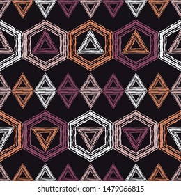 Ethnic boho seamless pattern. Lace. Embroidery on fabric. Patchwork texture. Weaving. Traditional ornament. Tribal pattern. Folk motif. Can be used for wallpaper, textile, wrapping, web.