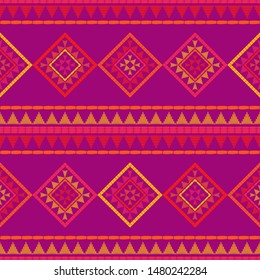 Ethnic boho seamless pattern. Lace. Embroidery on fabric. Patchwork texture. Weaving. Traditional ornament. Tribal pattern. Folk motif. Can be used for wallpaper, textile, wrapping, web.