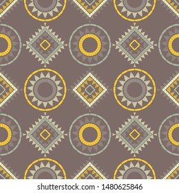 Ethnic boho seamless pattern. Lace. Embroidery on fabric. Patchwork texture. Weaving. Traditional ornament. Tribal pattern. Folk motif. Can be used for wallpaper, textile, wrapping, web.