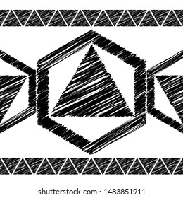 Ethnic boho seamless pattern. Lace. Embroidery on fabric. Patchwork texture. Weaving. Traditional ornament. Tribal pattern. Folk motif. Can be used for wallpaper, textile, wrapping, web.