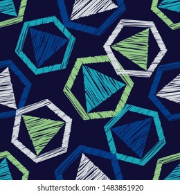 Ethnic boho seamless pattern. Lace. Embroidery on fabric. Patchwork texture. Weaving. Traditional ornament. Tribal pattern. Folk motif. Can be used for wallpaper, textile, wrapping, web.