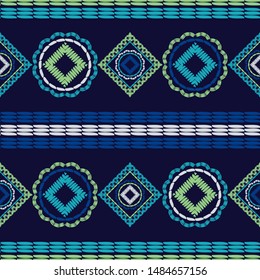 Ethnic boho seamless pattern. Lace. Embroidery on fabric. Patchwork texture. Weaving. Traditional ornament. Tribal pattern. Folk motif. Can be used for wallpaper, textile, wrapping, web.