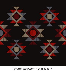 Ethnic boho seamless pattern. Lace. Embroidery on fabric. Patchwork texture. Weaving. Traditional ornament. Tribal pattern. Folk motif. Can be used for wallpaper, textile, wrapping, web.