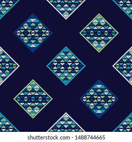Ethnic boho seamless pattern. Lace. Embroidery on fabric. Patchwork texture. Weaving. Traditional ornament. Tribal pattern. Folk motif. Can be used for wallpaper, textile, wrapping, web.