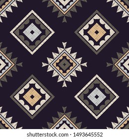 Ethnic boho seamless pattern. Lace. Embroidery on fabric. Patchwork texture. Weaving. Traditional ornament. Tribal pattern. Folk motif. Can be used for wallpaper, textile, wrapping, web.