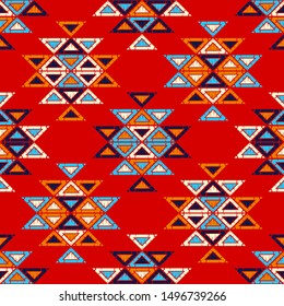 Ethnic boho seamless pattern. Lace. Embroidery on fabric. Patchwork texture. Weaving. Traditional ornament. Tribal pattern. Folk motif. Can be used for wallpaper, textile, wrapping, web.