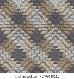 Ethnic boho seamless pattern. Lace. Embroidery on fabric. Patchwork texture. Weaving. Traditional ornament. Tribal pattern. Folk motif. Can be used for wallpaper, textile, wrapping, web.