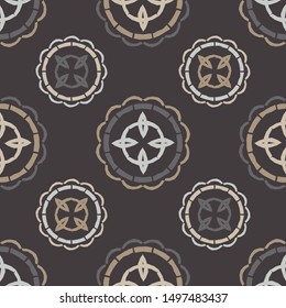 Ethnic boho seamless pattern. Lace. Embroidery on fabric. Patchwork texture. Weaving. Traditional ornament. Tribal pattern. Folk motif. Can be used for wallpaper, textile, wrapping, web.