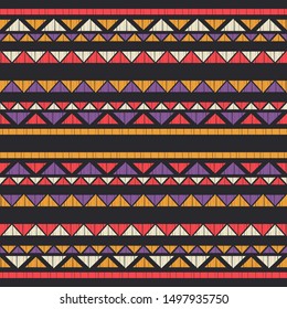 Ethnic boho seamless pattern. Lace. Embroidery on fabric. Patchwork texture. Weaving. Traditional ornament. Tribal pattern. Folk motif. Can be used for wallpaper, textile, wrapping, web.