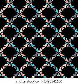 Ethnic boho seamless pattern. Lace. Embroidery on fabric. Patchwork texture. Weaving. Traditional ornament. Tribal pattern. Folk motif. Can be used for wallpaper, textile, wrapping, web.
