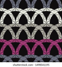 Ethnic boho seamless pattern. Lace. Embroidery on fabric. Patchwork texture. Weaving. Traditional ornament. Tribal pattern. Folk motif. Can be used for wallpaper, textile, wrapping, web.