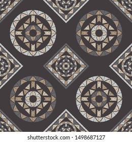 Ethnic boho seamless pattern. Lace. Embroidery on fabric. Patchwork texture. Weaving. Traditional ornament. Tribal pattern. Folk motif. Can be used for wallpaper, textile, wrapping, web.