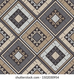 Ethnic boho seamless pattern. Lace. Embroidery on fabric. Patchwork texture. Weaving. Traditional ornament. Tribal pattern. Folk motif. Can be used for wallpaper, textile, wrapping, web.