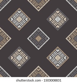 Ethnic boho seamless pattern. Lace. Embroidery on fabric. Patchwork texture. Weaving. Traditional ornament. Tribal pattern. Folk motif. Can be used for wallpaper, textile, wrapping, web.