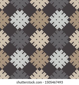 Ethnic boho seamless pattern. Lace. Embroidery on fabric. Patchwork texture. Weaving. Traditional ornament. Tribal pattern. Folk motif. Can be used for wallpaper, textile, wrapping, web.