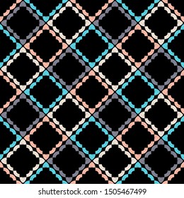 Ethnic boho seamless pattern. Lace. Embroidery on fabric. Patchwork texture. Weaving. Traditional ornament. Tribal pattern. Folk motif. Can be used for wallpaper, textile, wrapping, web.