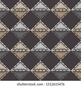 Ethnic boho seamless pattern. Lace. Embroidery on fabric. Patchwork texture. Weaving. Traditional ornament. Tribal pattern. Folk motif. Can be used for wallpaper, textile, wrapping, web.