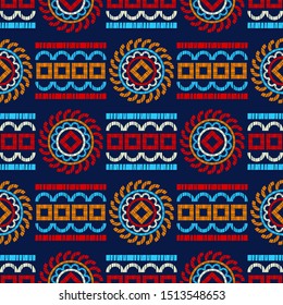 Ethnic boho seamless pattern. Lace. Embroidery on fabric. Patchwork texture. Weaving. Traditional ornament. Tribal pattern. Folk motif. Can be used for wallpaper, textile, wrapping, web. 