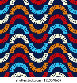 Ethnic boho seamless pattern. Lace. Embroidery on fabric. Patchwork texture. Weaving. Traditional ornament. Tribal pattern. Folk motif. Can be used for wallpaper, textile, wrapping, web. 
