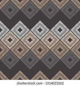 Ethnic boho seamless pattern. Lace. Embroidery on fabric. Patchwork texture. Weaving. Traditional ornament. Tribal pattern. Folk motif. Can be used for wallpaper, textile, wrapping, web.