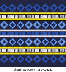 Ethnic boho seamless pattern. Lace. Embroidery on fabric. Patchwork texture. Weaving. Traditional ornament. Tribal pattern. Folk motif. Can be used for wallpaper, textile, wrapping, web.