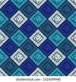 Ethnic boho seamless pattern. Lace. Embroidery on fabric. Patchwork texture. Weaving. Traditional ornament. Tribal pattern. Folk motif. Can be used for wallpaper, textile, wrapping, web.