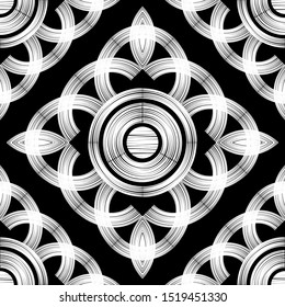 Ethnic boho seamless pattern. Lace. Embroidery on fabric. Patchwork texture. Weaving. Traditional ornament. Tribal pattern. Folk motif. Can be used for wallpaper, textile, wrapping, web.