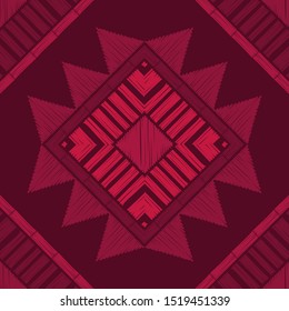 Ethnic boho seamless pattern. Lace. Embroidery on fabric. Patchwork texture. Weaving. Traditional ornament. Tribal pattern. Folk motif. Can be used for wallpaper, textile, wrapping, web.