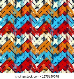 Patrón sin fisuras de boho étnico. Mosaico de zigzag rayado. Ornamento tradicional. Patrón tribal. Motivo de Folk. Puede ser utilizado para el Fondo de pantalla, la materia textil, la tarjeta de la invitación, envoltura, fondo de la página del Web.