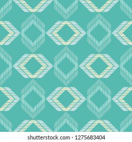 Ethnic boho seamless pattern. Mosaic of striped hexagons. Traditional ornament. Tribal pattern. Folk motif. Can be used for wallpaper, textile, invitation card, wrapping, web page background.