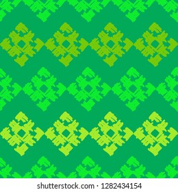 Ethnic boho seamless pattern. Mosaic of painted strips. Embroidery on fabric. Traditional ornament. Tribal pattern. Folk motif. Can be used for wallpaper, textile, invitation card, wrapping, web.