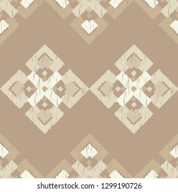 Ethnic boho seamless pattern. Mosaic of rectangles with hatching. Traditional ornament. Tribal pattern. Folk motif. Can be used for wallpaper, textile, invitation card, wrapping, web page background.