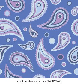 Ethnic boho seamless pattern with Paisley and polka dots. Print. Repeating background. Cloth design, wallpaper.