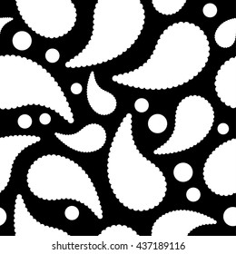 Ethnic boho seamless pattern with Paisley and polka dots. Print. Repeating background. Cloth design, wallpaper.