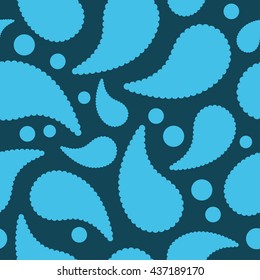 Ethnic boho seamless pattern with Paisley and polka dots. Print. Repeating background. Cloth design, wallpaper.