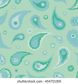 Ethnic boho seamless pattern with Paisley and polka dots. Print. Repeating background. Cloth design, wallpaper.