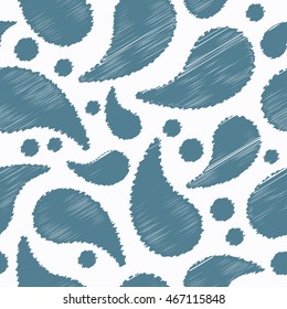 Ethnic boho seamless pattern with Paisley and polka dots. Print. Repeating background. Cloth design, wallpaper.