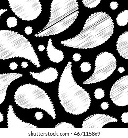 Ethnic boho seamless pattern with Paisley and polka dots. Print. Repeating background. Cloth design, wallpaper.