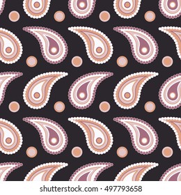 Ethnic boho seamless pattern with Paisley. Repeating background. Cloth design, wallpaper.