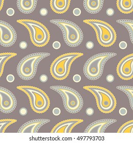 Ethnic boho seamless pattern with Paisley. Repeating background. Cloth design, wallpaper.