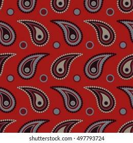 Ethnic boho seamless pattern with Paisley. Repeating background. Cloth design, wallpaper.