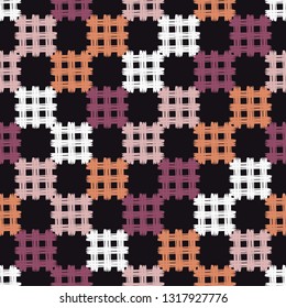 Ethnic boho seamless pattern. Patchwork texture. Weaving. Traditional ornament. Tribal pattern. Folk motif. Can be used for wallpaper, textile, invitation card, wrapping, web page background.