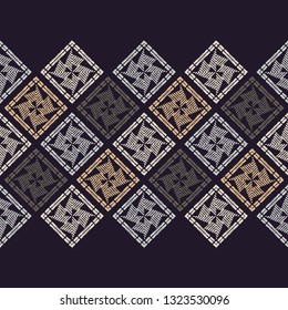 Ethnic boho seamless pattern. Patchwork texture. Weaving. Traditional ornament. Tribal pattern. Folk motif. Can be used for wallpaper, textile, invitation card, wrapping, web page background.