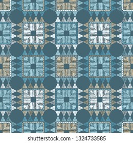 Ethnic boho seamless pattern. Patchwork texture. Weaving. Traditional ornament. Tribal pattern. Folk motif. Can be used for wallpaper, textile, invitation card, wrapping, web page background.