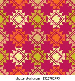 Ethnic boho seamless pattern. Patchwork texture. Weaving. Traditional ornament. Tribal pattern. Folk motif. Can be used for wallpaper, textile, invitation card, wrapping, web page background.