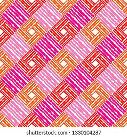 Ethnic boho seamless pattern. Patchwork texture. Weaving. Traditional ornament. Tribal pattern. Folk motif. Can be used for wallpaper, textile, invitation card, wrapping, web page background.