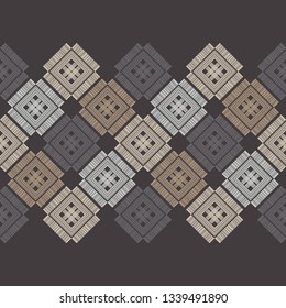 Ethnic boho seamless pattern. Patchwork texture. Weaving. Traditional ornament. Tribal pattern. Folk motif. Can be used for wallpaper, textile, invitation card, wrapping, web page background.