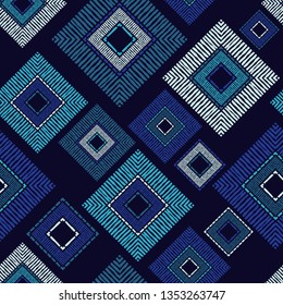Ethnic boho seamless pattern. Patchwork texture. Weaving. Traditional ornament. Tribal pattern. Folk motif. Can be used for wallpaper, textile, invitation card, wrapping, web page background.