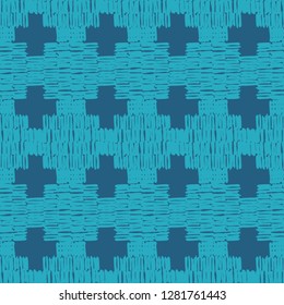 Ethnic boho seamless pattern. Quadrilaterals assembled from strips. Embroidery on fabric. Traditional ornament. Tribal pattern. Folk motif. Can be used for wallpaper, textile, invitation card.